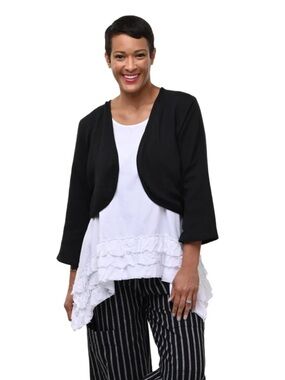 Tulip Clothing - Shrug Cardigan in Black Cotton Gauze XL